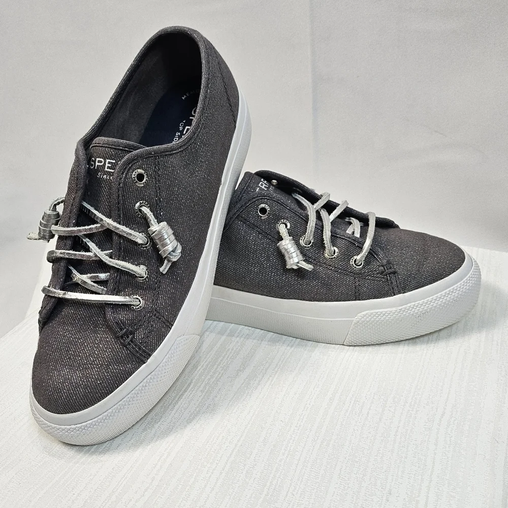 Sperry Top Sider Sky Sail Metallic Gray Sneakers